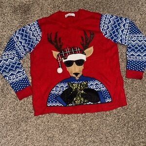 Jolly Sweaters Cool Reindeer Ugly Christmas Sweater